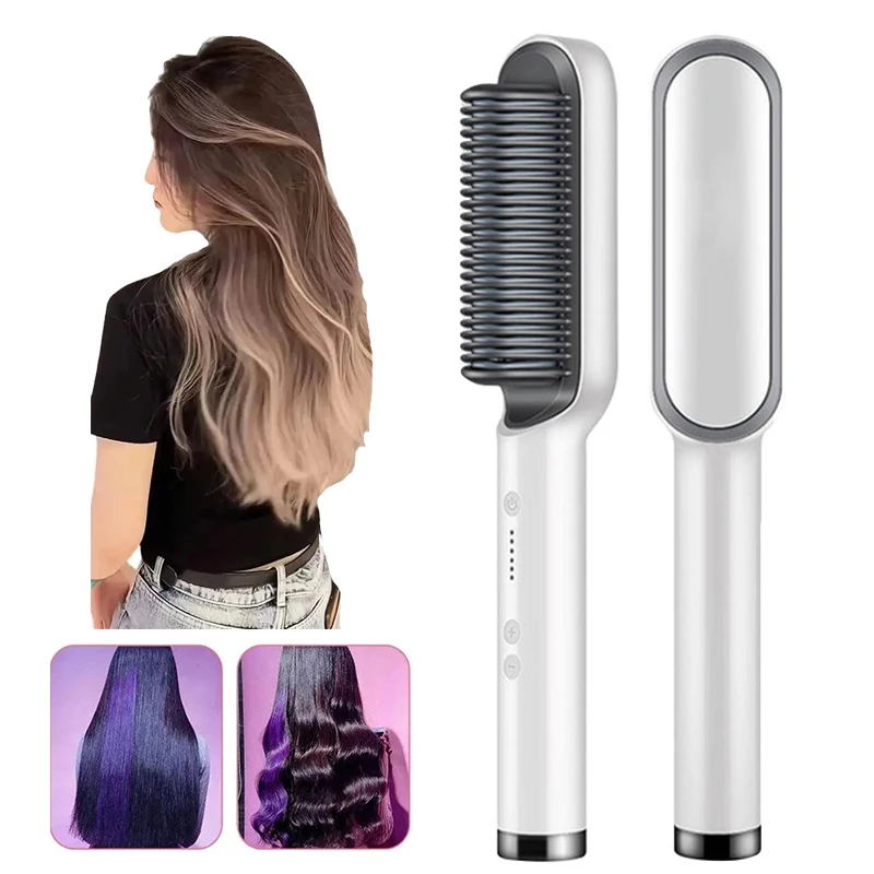 Multifunctional Hair Straightener Ptc Heating Fast Negative Ions Fluffy Hair Electric Hot Comb Straight Straightening Hair Brush