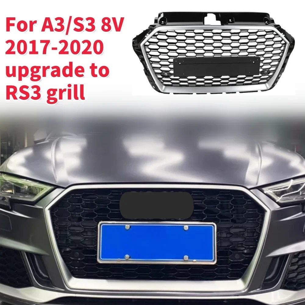 Racing Grills Front Hood Grille Car Front Bumper Grill Center Grille for RS3 Grill for A3/S3 8V 2017-2020