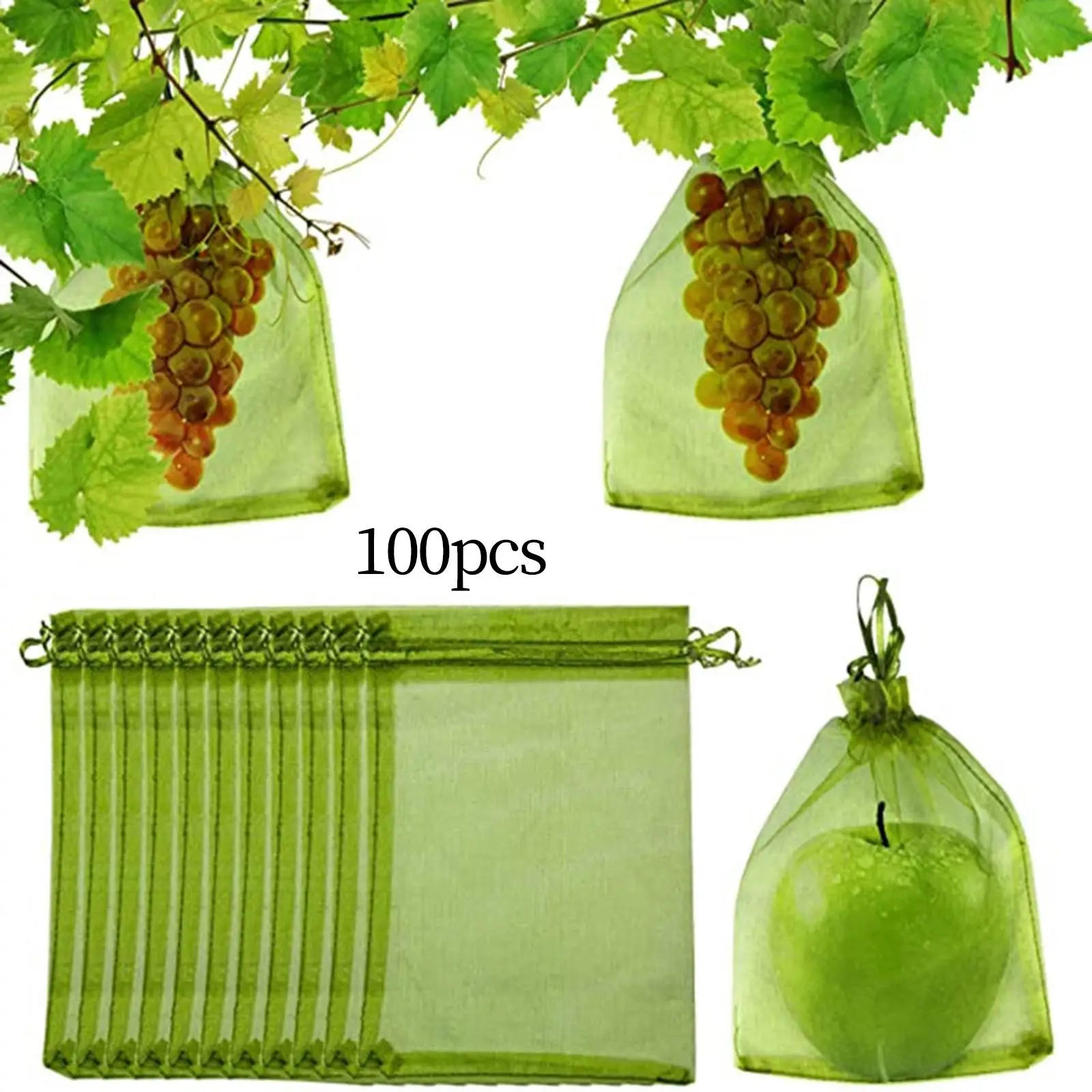 100 Pieces Fruit Protection Bags Breathable Fruit Covers Fruit Netting Cover Bags for Mangoes Plants Apples Fruit Trees Veggies