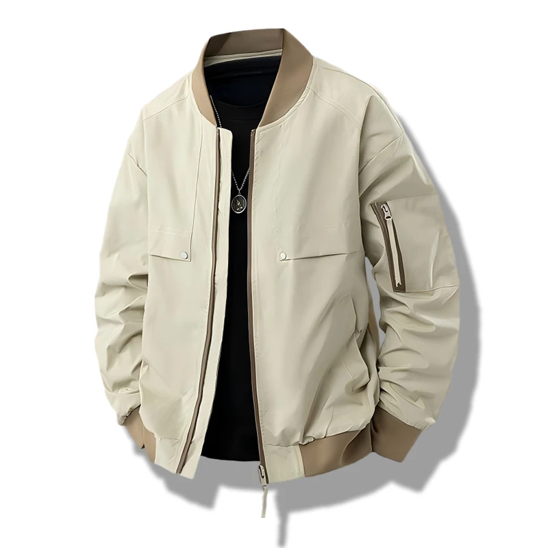 

Men's Baseball Collar Coat Spring Autumn New Jacket Loose Casual Fashion Panelled Jacket Quality Workwear Jackets