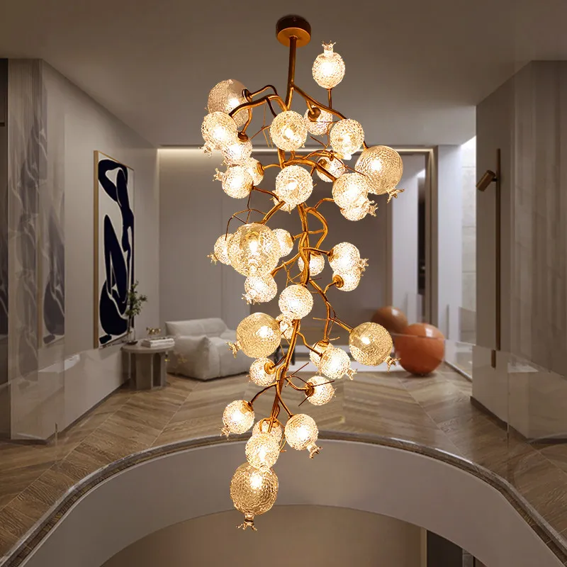 Luxury Gold Copper Crystal Style Chandelier 2026 Designer Pomegranate Ceiling Light Dimmable Luster Custom For Hotel Vill