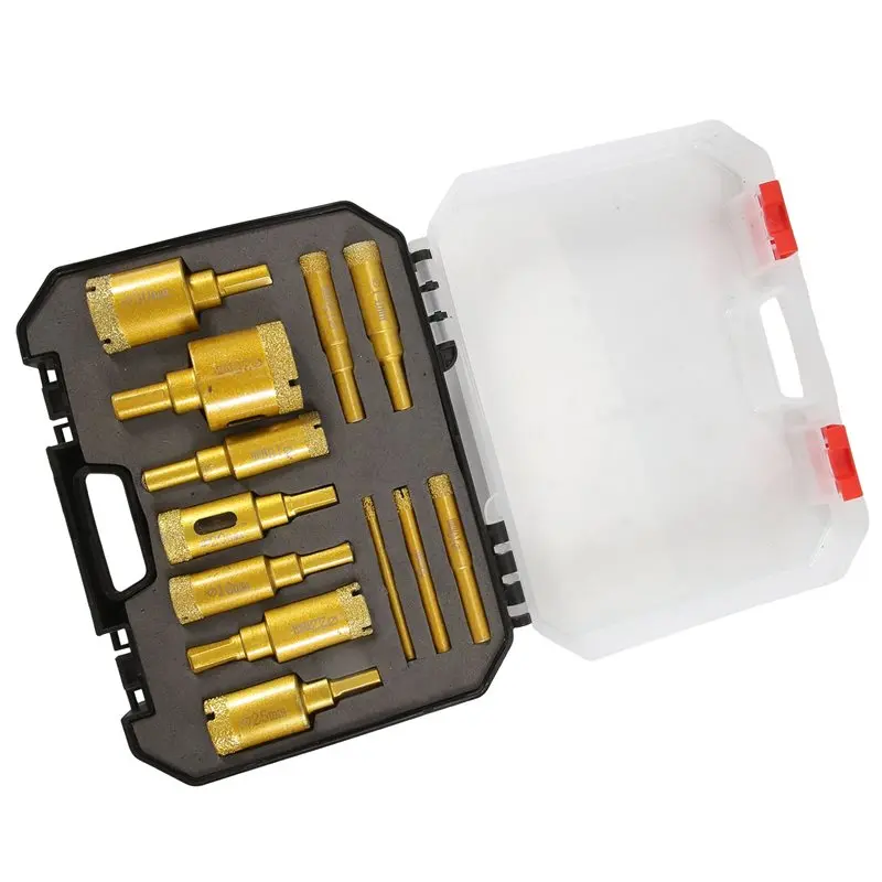 @@AB07 Hot Use 12Pc Brazing Hole Opener Marble Multi-Purpose Drilling Bit For Marble Stone Tile