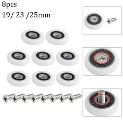 8Pcs Shower Door Roller Runner Wheels 19/23/25mm Bath Cabinet Roller Wheel Replacement Room Cabins Sliding Runner Pulley
