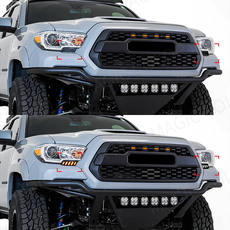 For Toyota Tacoma 2016 2017 2018 2019 2020 2021 2022 2023 LED Daytime Running Light White DRL Daylights Yellow Turn Signal 12V