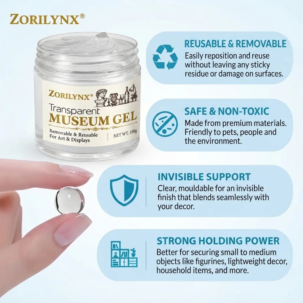 Crystal Clear Museum Wax for Anchoring Collectibles and Artifacts,Museum Putty, Neutral Museum Wax Clear Adhesive Reusable