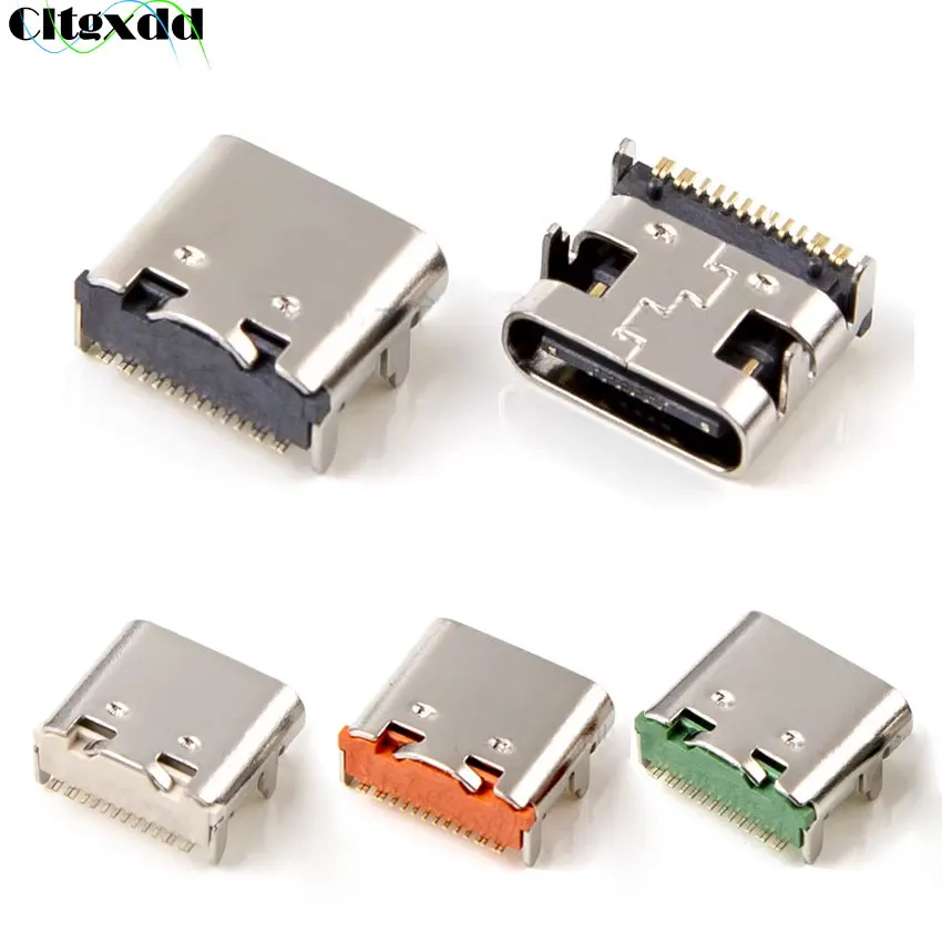 Cltgxdd 10PCS USB 3.1 Type-C Connector 16 Pin 16P Female Socket DIP4 Hd Charging Port Tail Plug