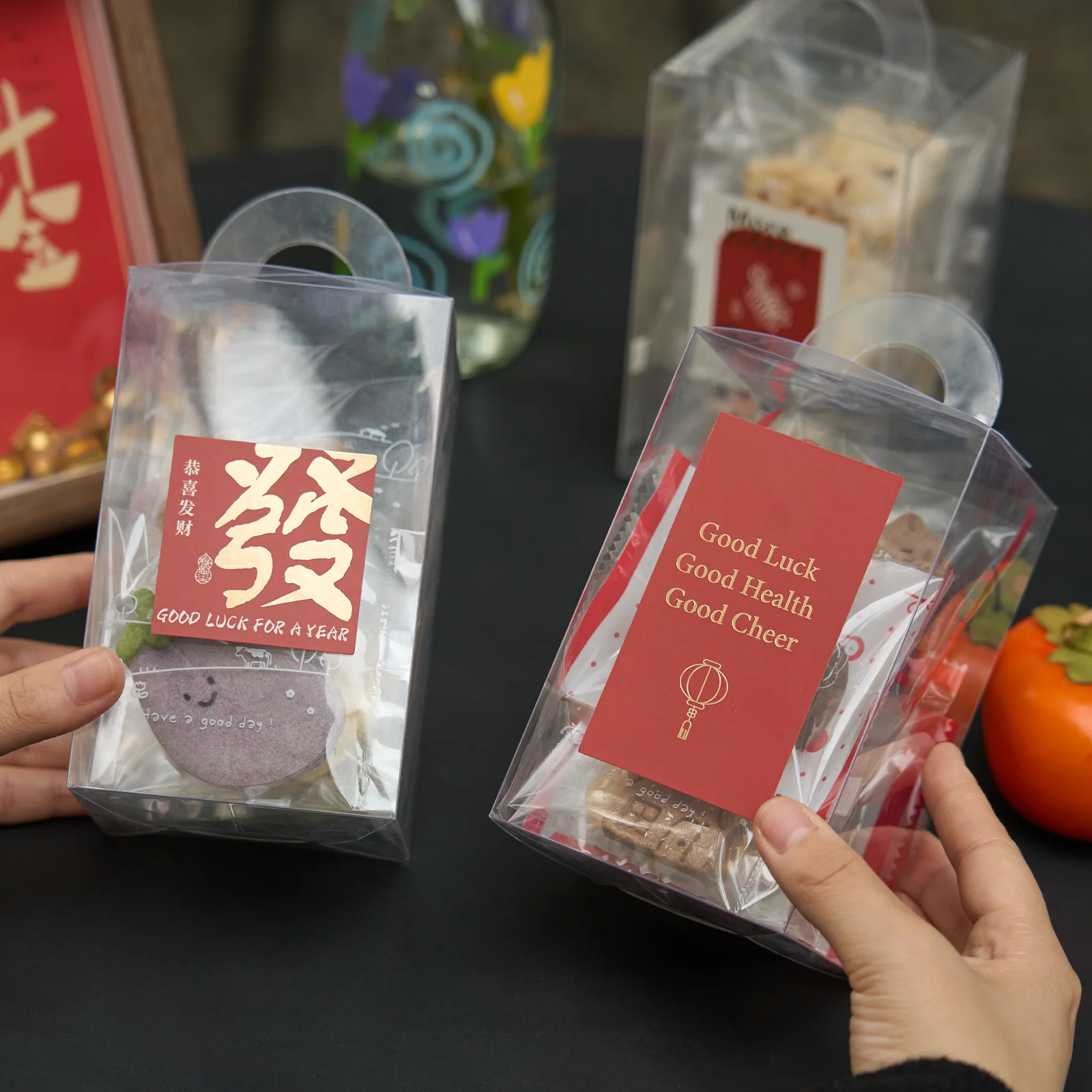 Caja Transparente para Galletas con Diseño de Copo de Nieve de Año Nuevo, Caja de Regalo para Dulces de Caramelo Niu Zha, Empaque para Regalos, Artículos de Repostería para Cocina