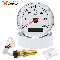 85mm Tachometer Tacho Gauge with Digital Hourmeter M16 M18mm RPM Sensor Universal For Car Boat Tacho 3000 4000 6000RPM Meter