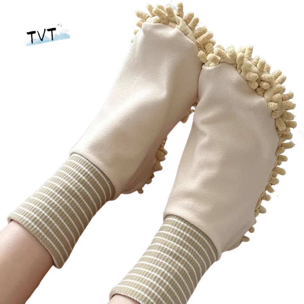 

Unisex Microfiber Lazy Mopping Absorbent Socks Creative Soft Cleaning Slippers Quiet Portable Foot Covers Household Cleaning