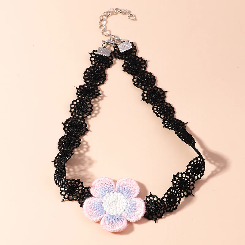 Aihua Heißer Verkauf Nettes Mädchen Schwarz Samt Spitze Schmetterling Blume Choker Halskette Sexy Loli JK Student Schlüsselbein Hals Kette Schmuck – Detail 40