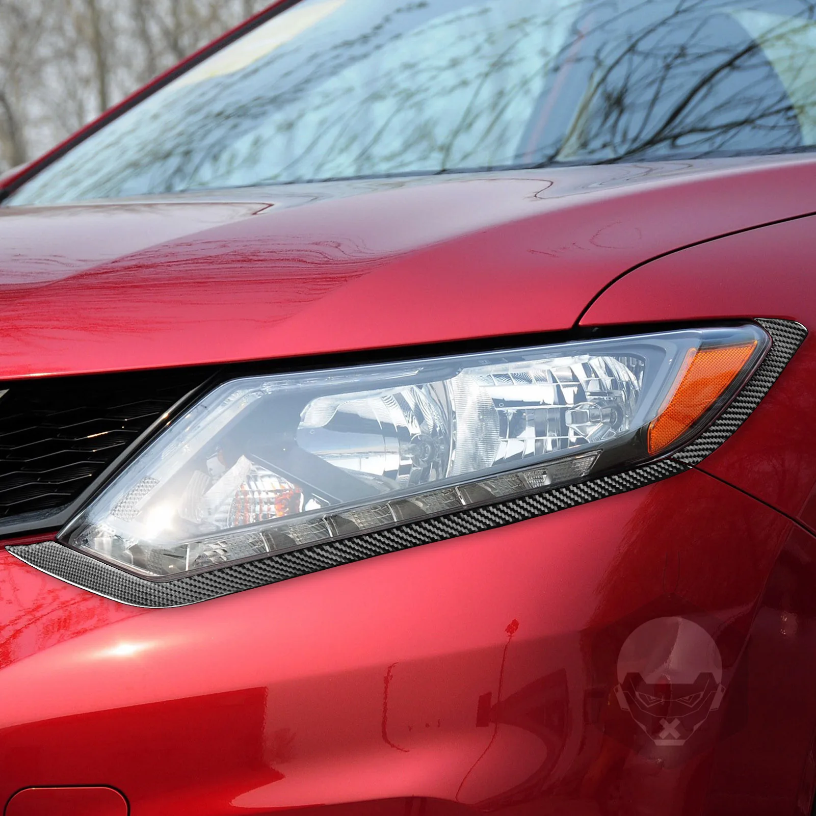 Carbon Fiber Car Accessories Front Lamp Headlight Eyebrow Eyelid Panel Cover Trim Sticker For Nissan X-Trail Rogue 2013—2021