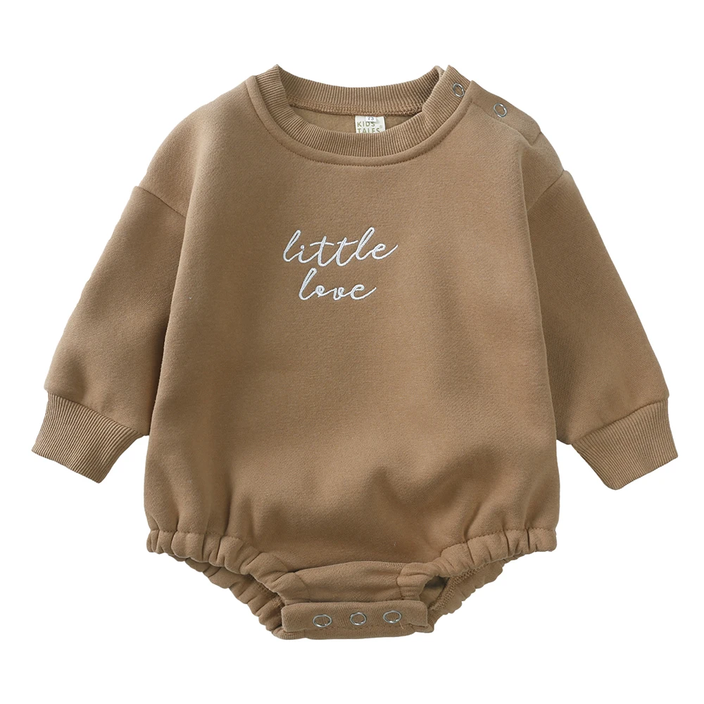 2026 Neugeborenen Baby Strampler Baby Mädchen Jungen Stickerei Kleidung Dicke Säuglingsspielanzug Solide Baumwolle Langarm für 3 M-24 M – Detail 4