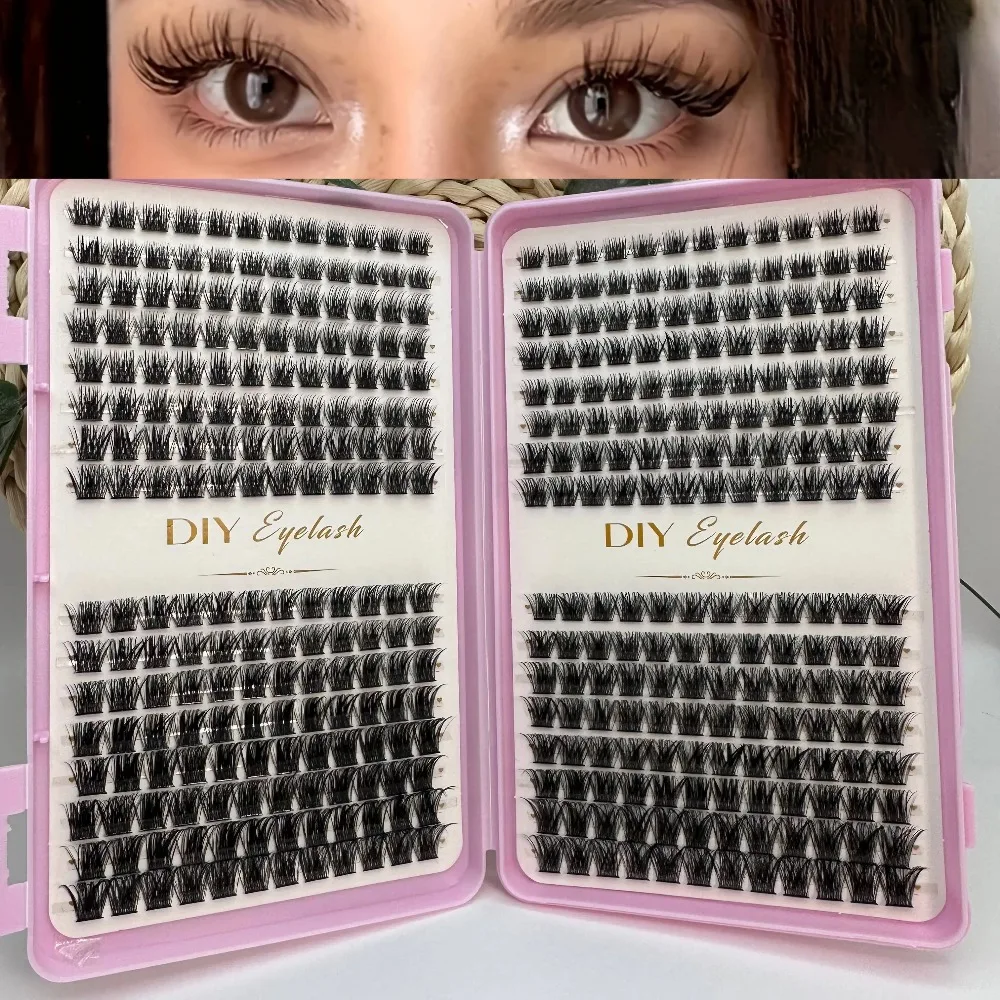 384pcs Individual Lashes Eyelash Book Clusters Extensions False Eyelash DIY at Home Cluster Eyelash Extensions Makeup