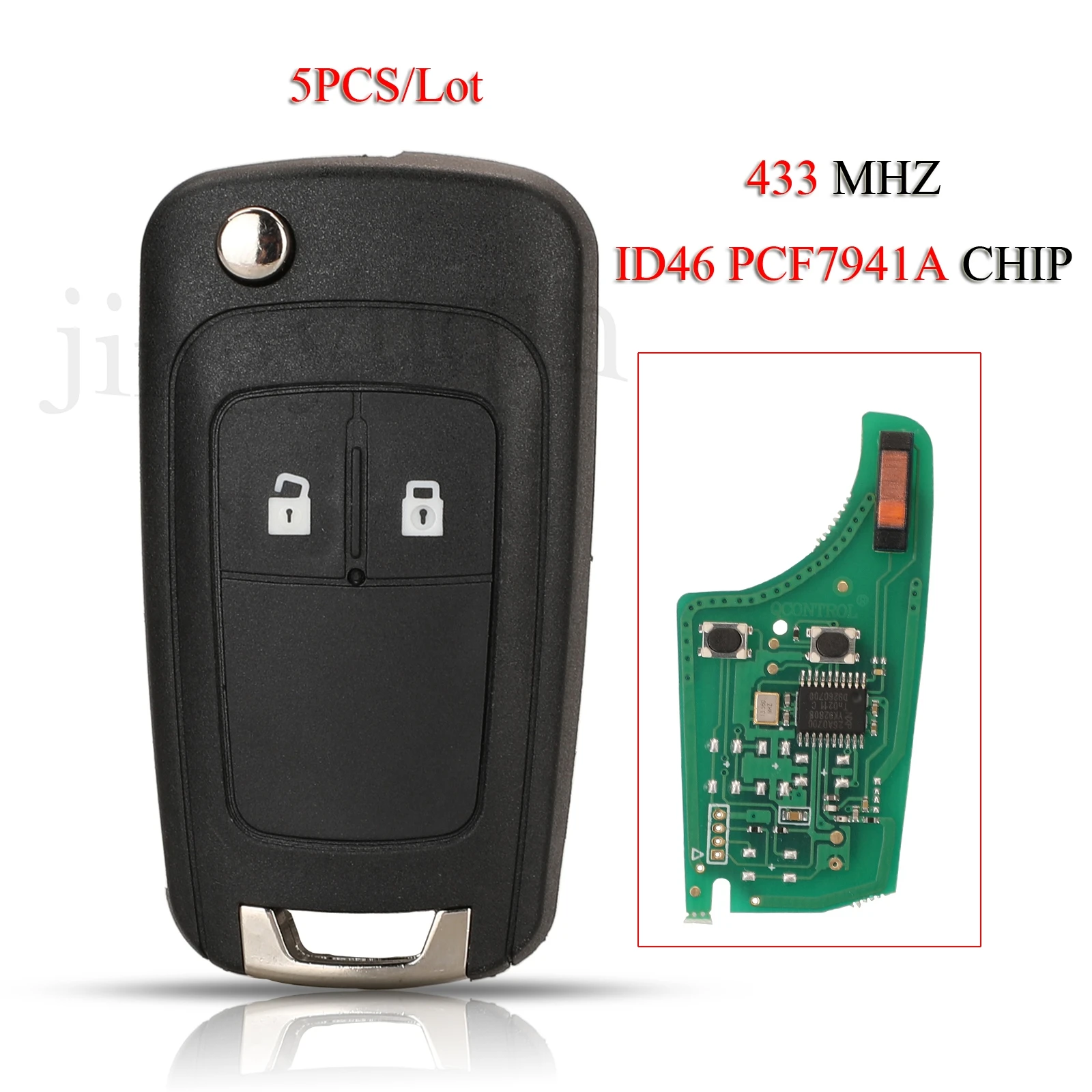 

jingyuqin 5PCS/Lot Remote Car Key For Vauxhall Opel Corsa D Meriva B G4-AM433TX 433Mhz ID46 PCF7941A Chip 2Buttons With HU100