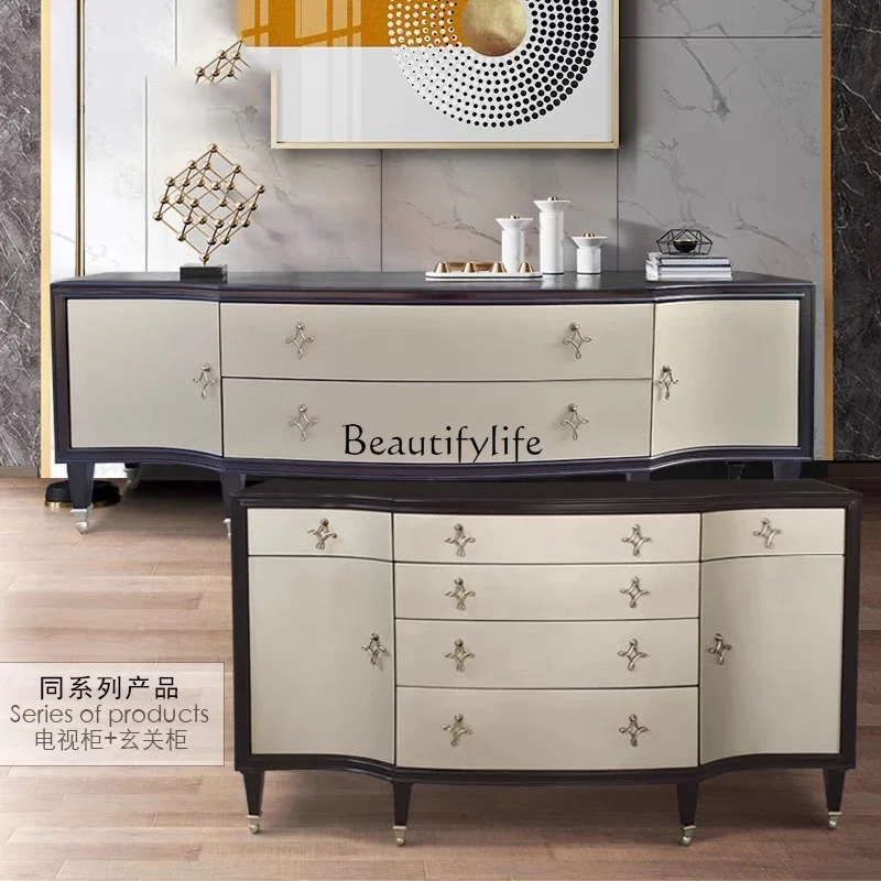 American light luxury post-modern TV cabinet simple modern neoclassical light luxury floor cabinet