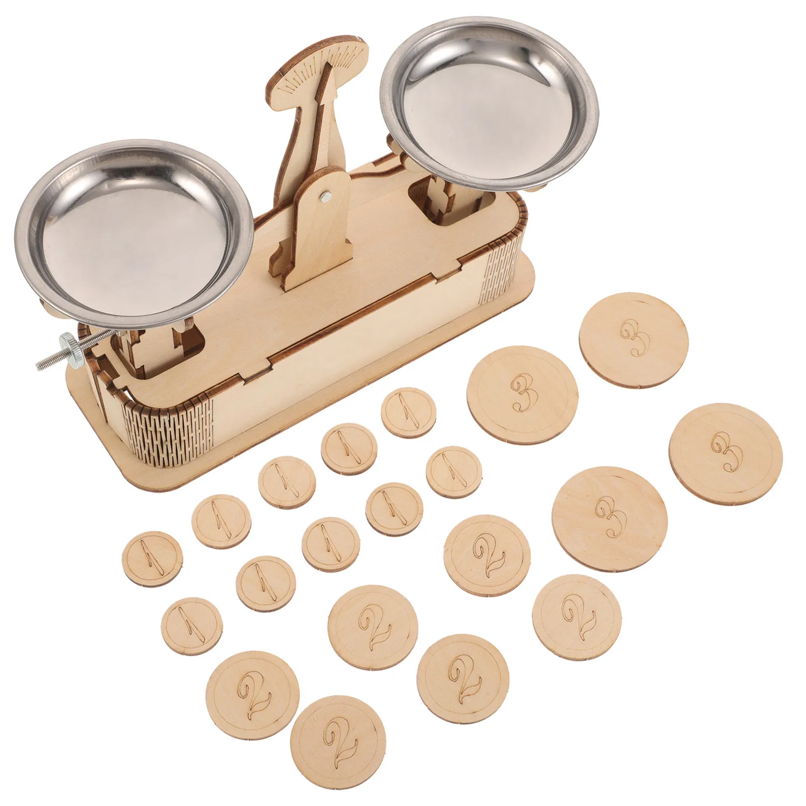 Wooden Balance Scale Pan Detachable DIY Kids Fair Math Measurement Weight Comparison Wooden Balance Scale Model