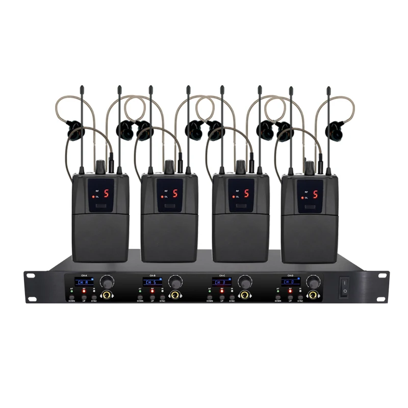 ERZHEN Professional Stage Monitoring System In-Ear Audio Monitoring Headphone Four Channels DJ Stage Suitable