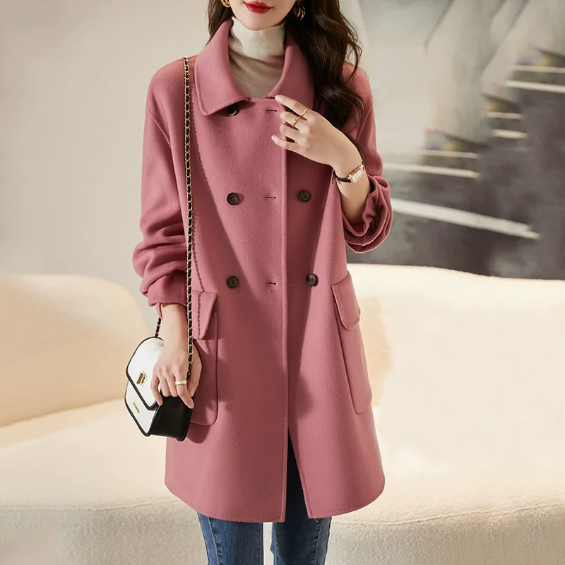 

Add Cotton Wool Coat Women's New Autumn Winter 2026 Windbreaker Coats Korean Slim Long Woolen Jacket Fashion Outcoat Female Tops