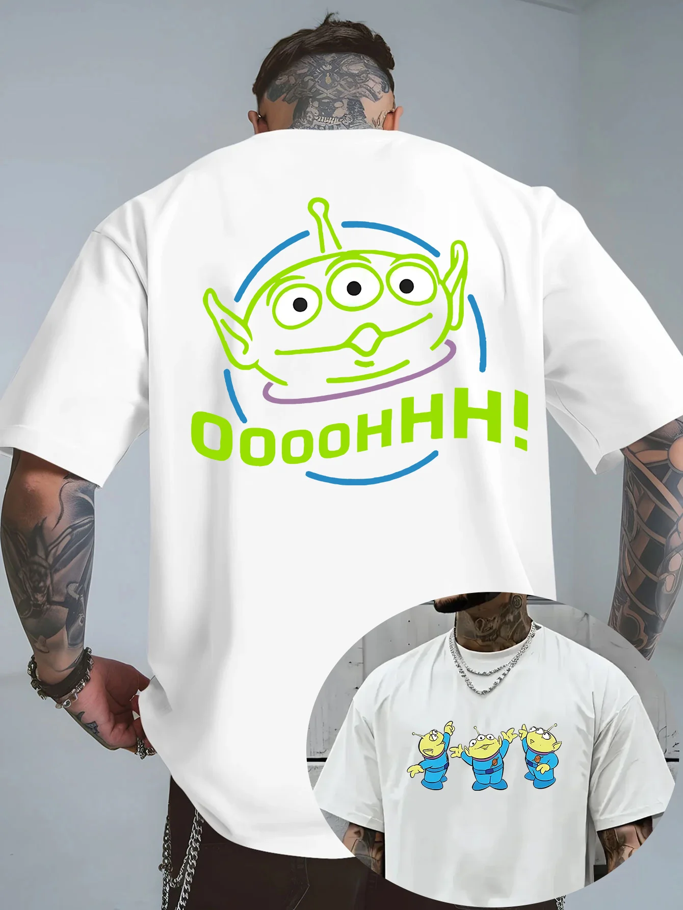 Disney film de dessin animé Toy Story Alien imprimé T-shirt 2026 hommes et femmes été nouvelle tendance de rue décontracté ample à manches courtes haut