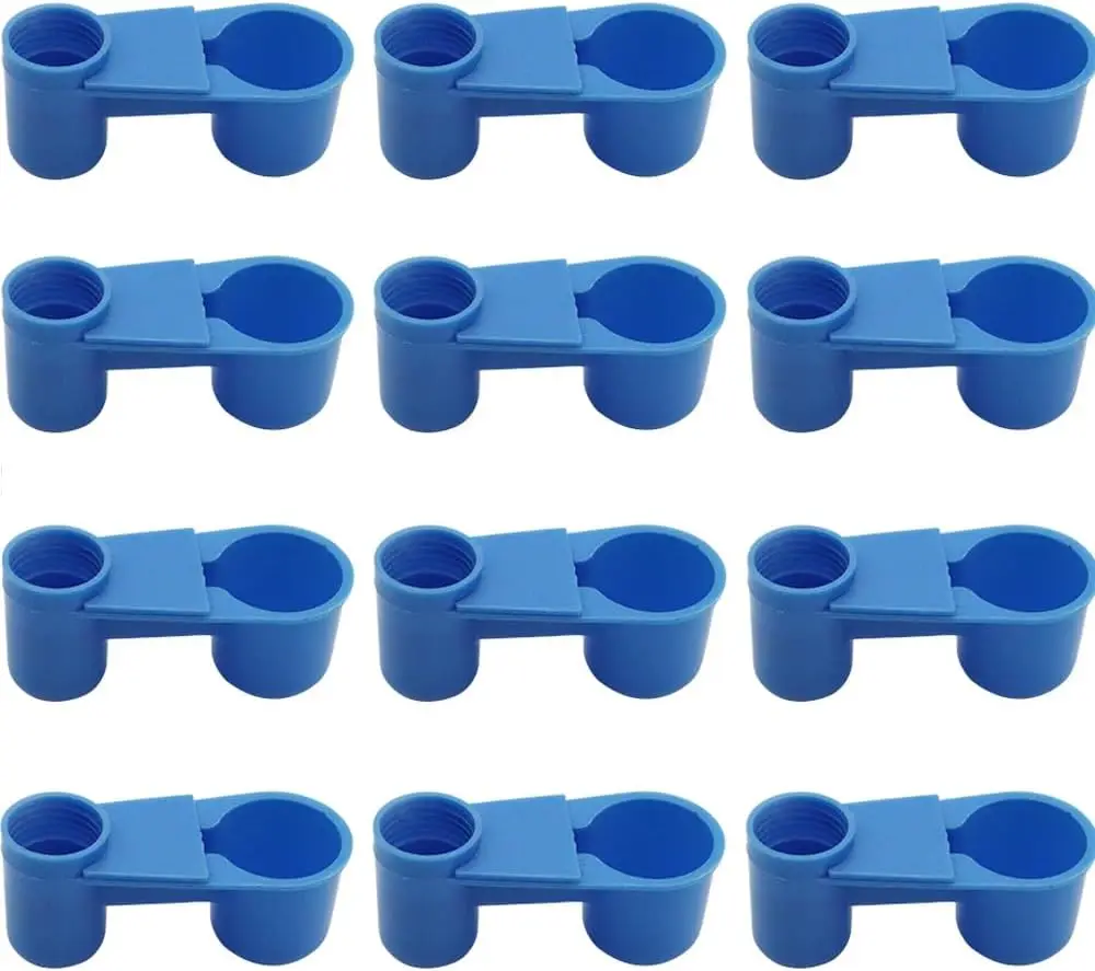 

12Pcs Automatic Bird Drinker Feeder Plastic Water Bottle Cup for Pigeons Parrot Chicken Poultry Cage (Blue)