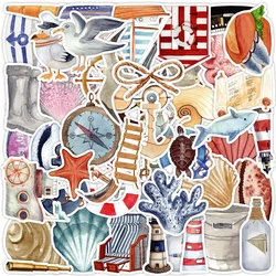 10/30/50PCS Cartoon Sailing Lighthouse Stickers Cute Seagulls Shell Decals DIY Skateboard Guitar Fridge Phone Laptop Bike Toys
