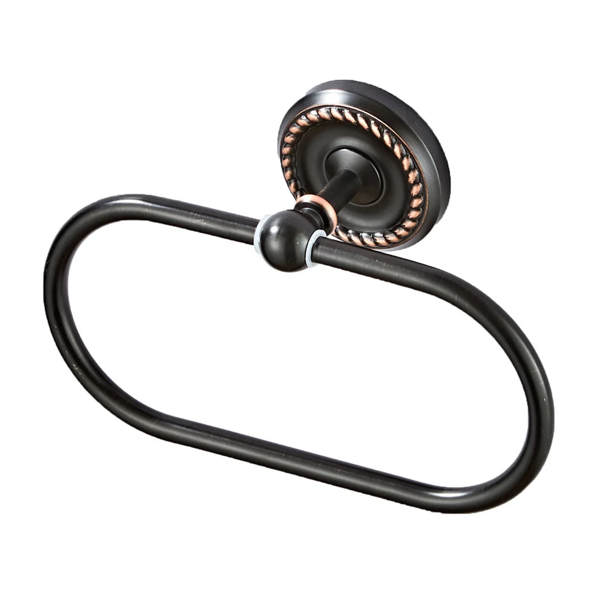 Elegante portasciugamani ovale nero per montaggio a parete, portasciugamani da bagno, resistente alla ruggine, salvaspazio, accessorio moderno