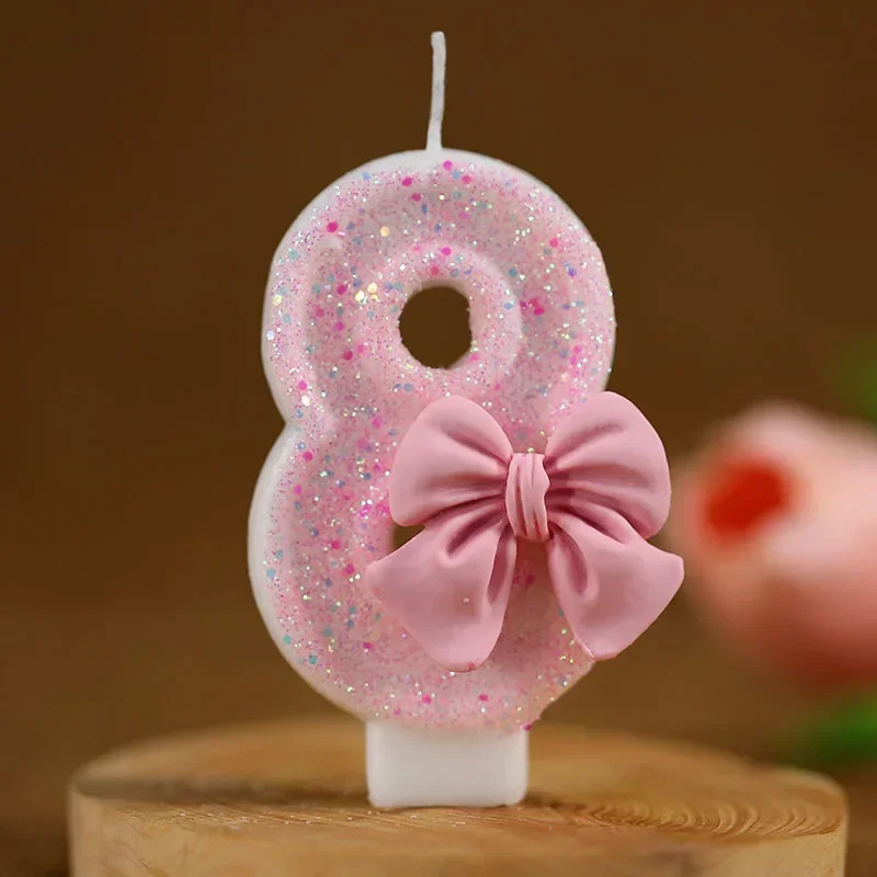 Neue Zahlen-Kuchenkerze Rosa Glitzer Geburtstagskerze 0 1 2 3 4 5 6 7 8 9 3D Zahlenkerze Kuchendekoration Geburtstagsparty Tortendeko – Detail 3