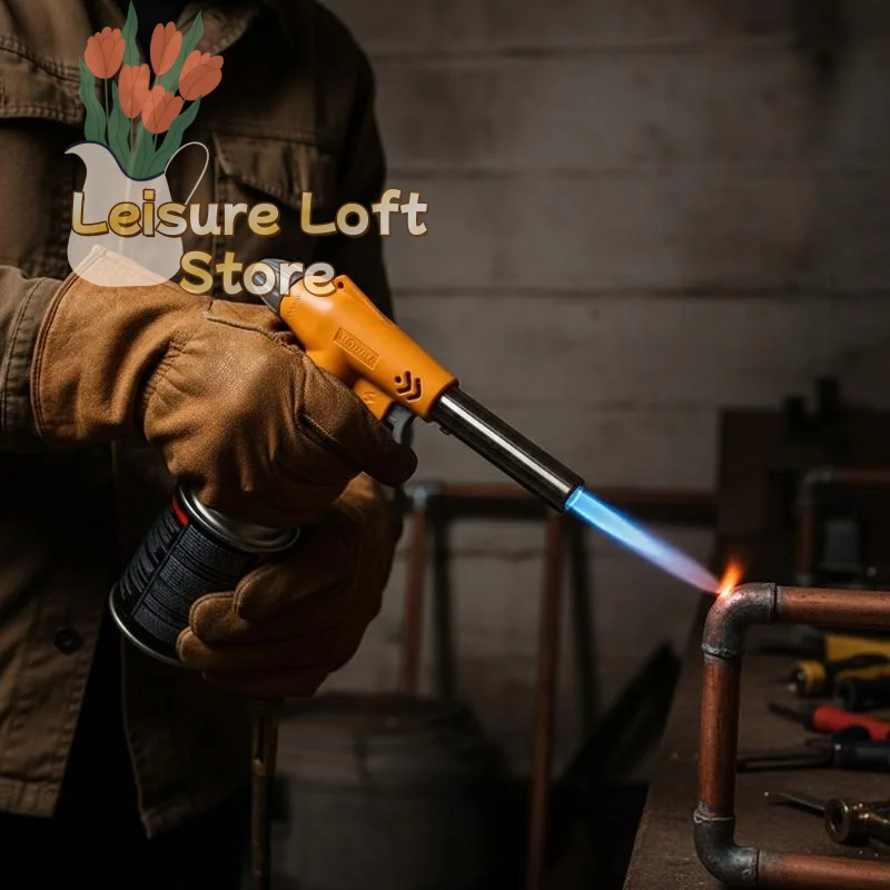 Adjustable Flame Butane Torch with Auto-Ignition & Precision Control for Soldering, BBQ, Outdoor & DIY Portable & Safety Lock
