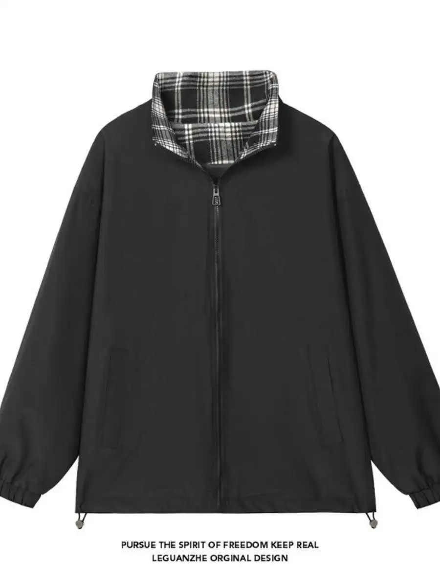 

Мужская модная куртка-жакет в американском стиле с воротником, осенняя новинка, свободный крой, полиэстер, ПУ