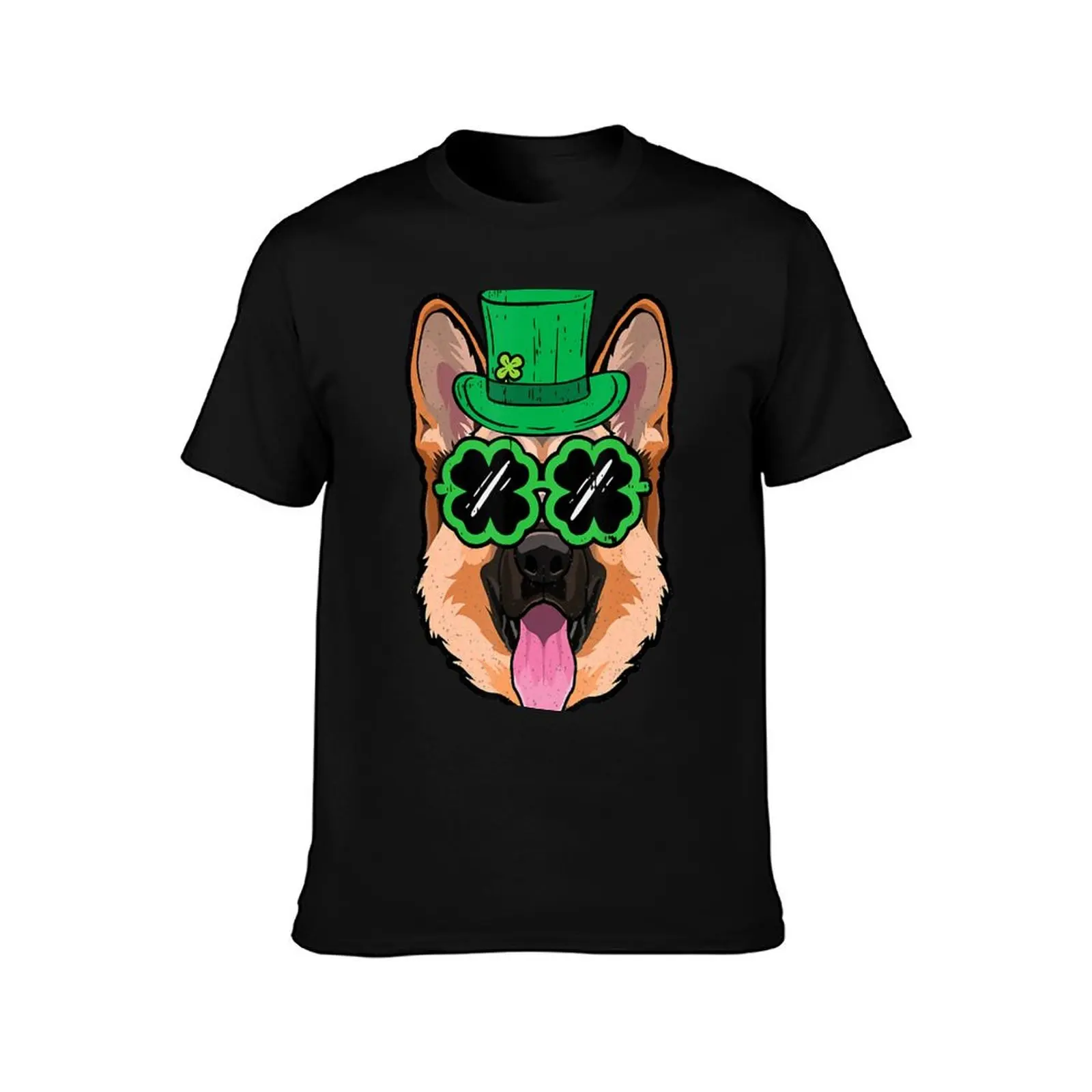Irish Leprechaun German Shepherd Shamrock St Patricks Day T-Shirt Work Wear Breathable Tee T-Shirt