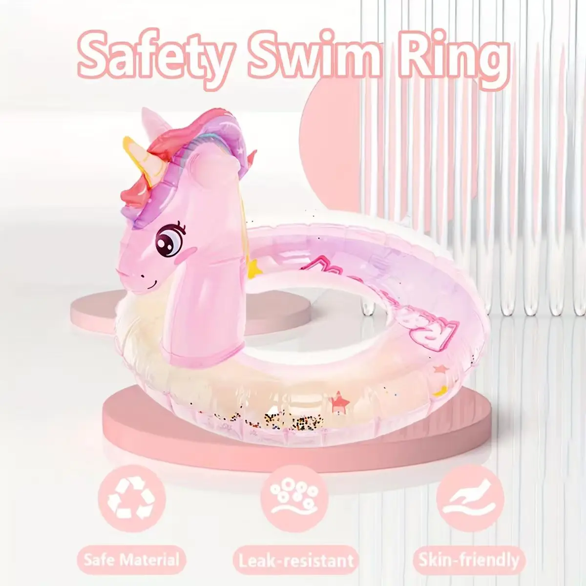 Flotador inflable para piscina con unicornio arcoíris, diseño brillante para piscinas, playas y fiestas de verano, 1 ud.