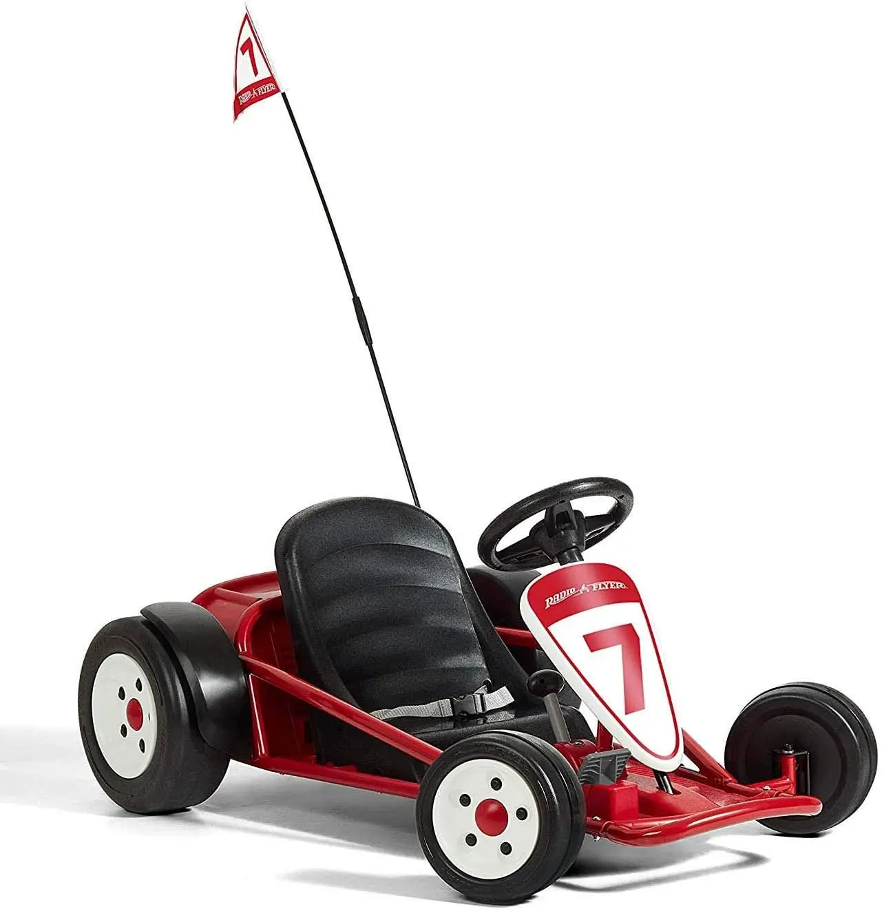 Flyer 940Z 12V Battery-Powered Adjustable Kids Ultimate Outdoor Go-Kart with Rubber Wheels, Red