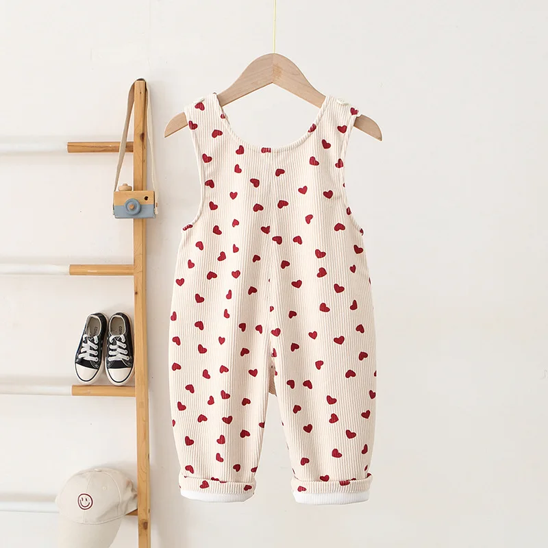 1-4Y Frühling Kinder Baby Kleidung Herz Stickerei Baby Jungen Mädchen Trägerhose Solide Overalls Cord Casual Hosenträger Outwear – Detail 22