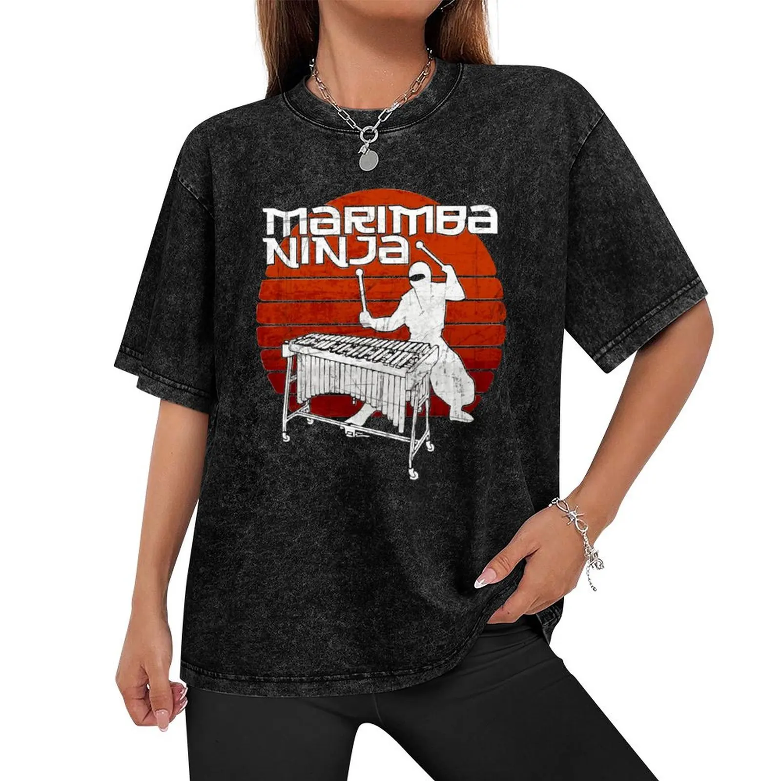 Marimba Ninja Vintage Funny Percussion Marching Band Gift T-Shirt anime stuff boys animal print men clothings