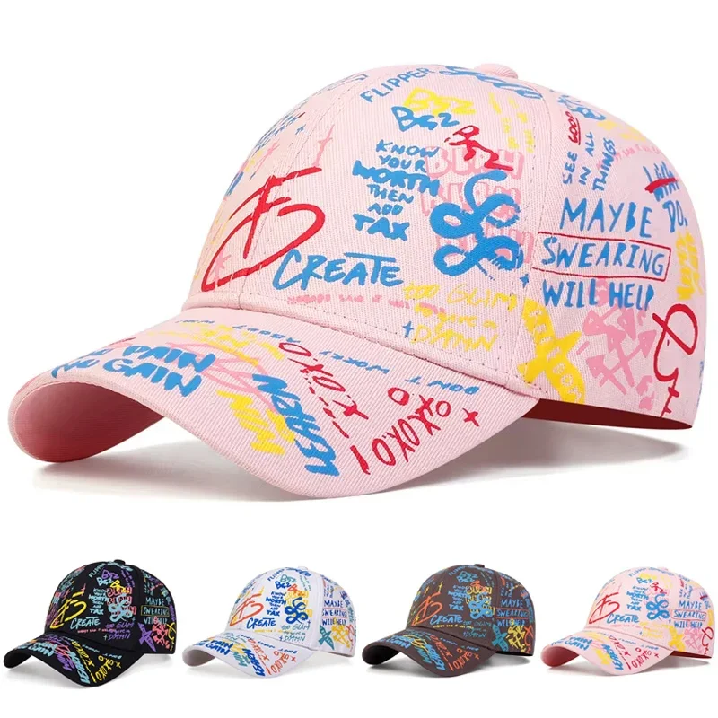 Unisex Colorful Printing Graffiti Baseball Caps Spring Autumn Outdoor Adjustable Casual Hats Dad Hat Sunscreen Hat