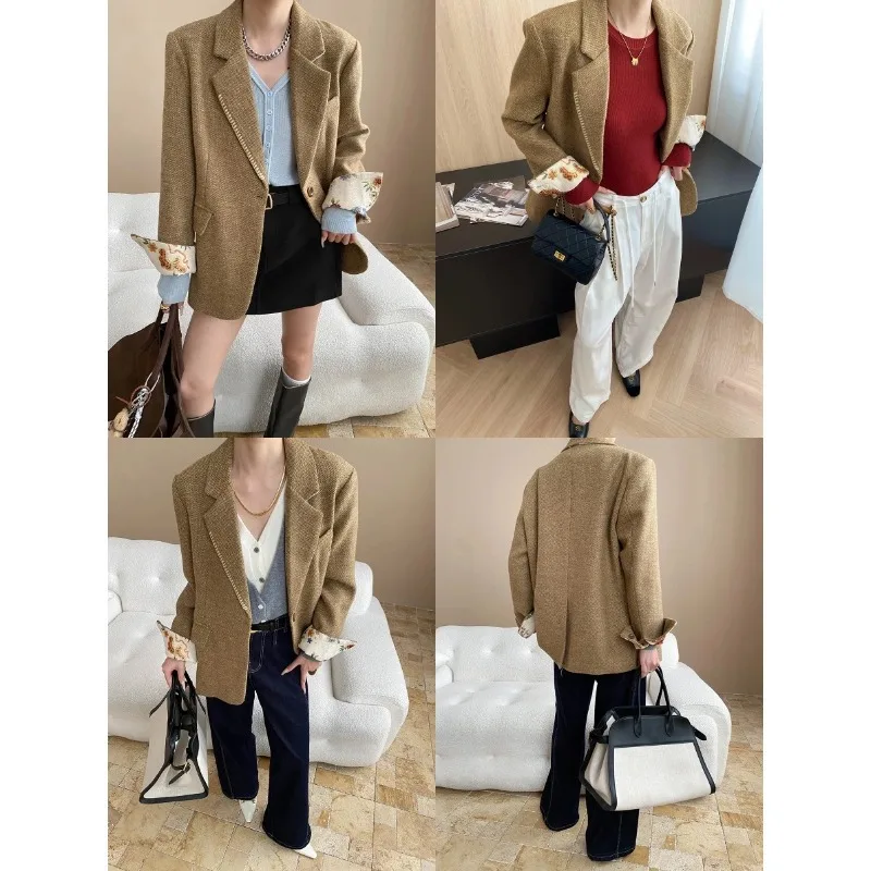 2025 Handmade Outer Stitching Cuff Stitching Embroidered Woolen Blazer