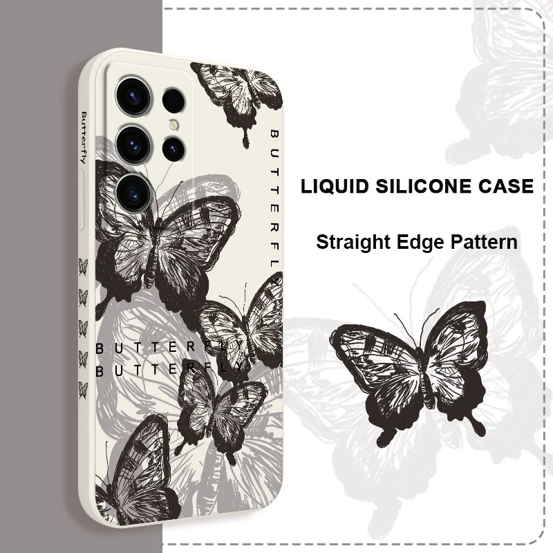 Oriental Butterfly Phone Case For Samsung Galaxy S24 S23 S22 S21 S20 S10 S10E Ultra Plus FE Note 20 Ultra 10 Plus Cover