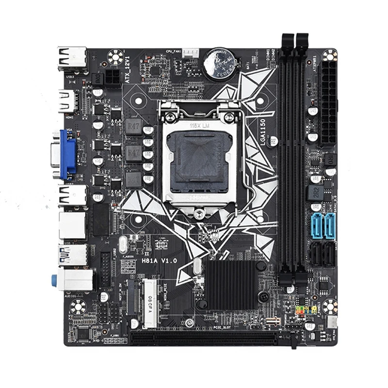

H81A Материнская плата DDR3 LGA1150 Компьютерная материнская плата с поддержкой SATA3.0 SATA 2,0 NVME M.2 4K HD Графическая материнская плата