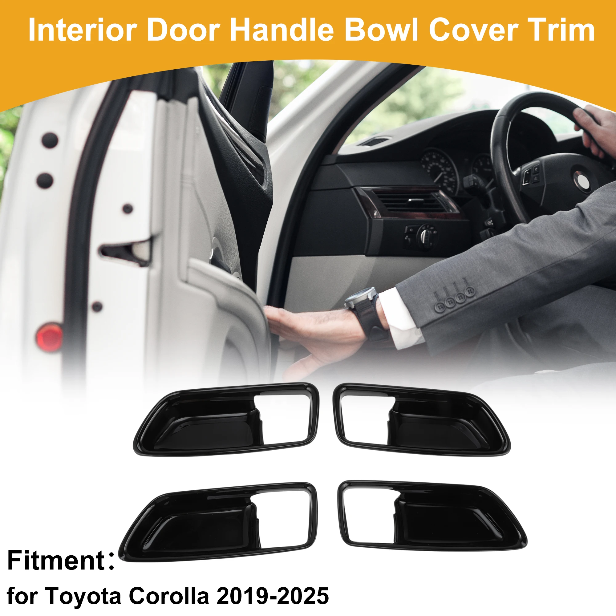 

UXCELL внутренняя дверная ручка чаши накладка для Toyota Corolla 2019-2025 глянцевый черный