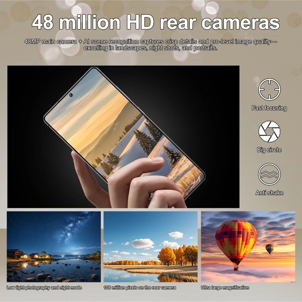 K-Touch 5G Smartphone für S26 Ultra, 7,3-Zoll-Vollanzeige, Handy mit 7800-mAh-Akku, 48-MP-Kamera, 22 GB + 2 TB Speicher, Gesichtserkennung, entsperrt, 5G, Dual-SIM, Android 15, Mobiltelefone mit FM-Radio und GPS. – Detail 8