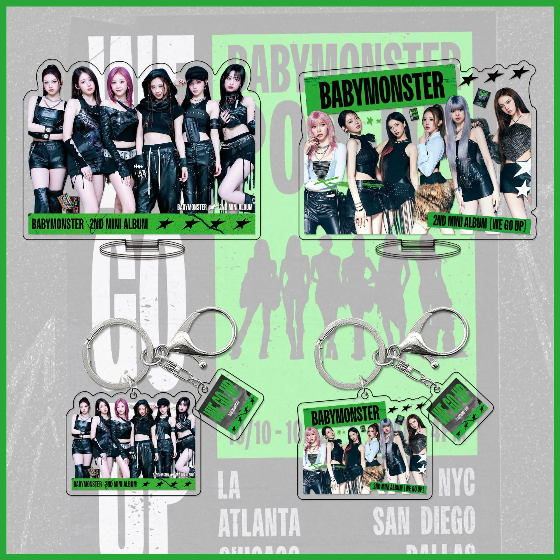 علامة حامل BABYMONSTER للمجموعة الكورية الجديدة من KPOP، سلسلة مفاتيح WE GOUP، علامة محيطة، زخرفة أكريليك، RAMI، AHYEON، RORA، ASA،