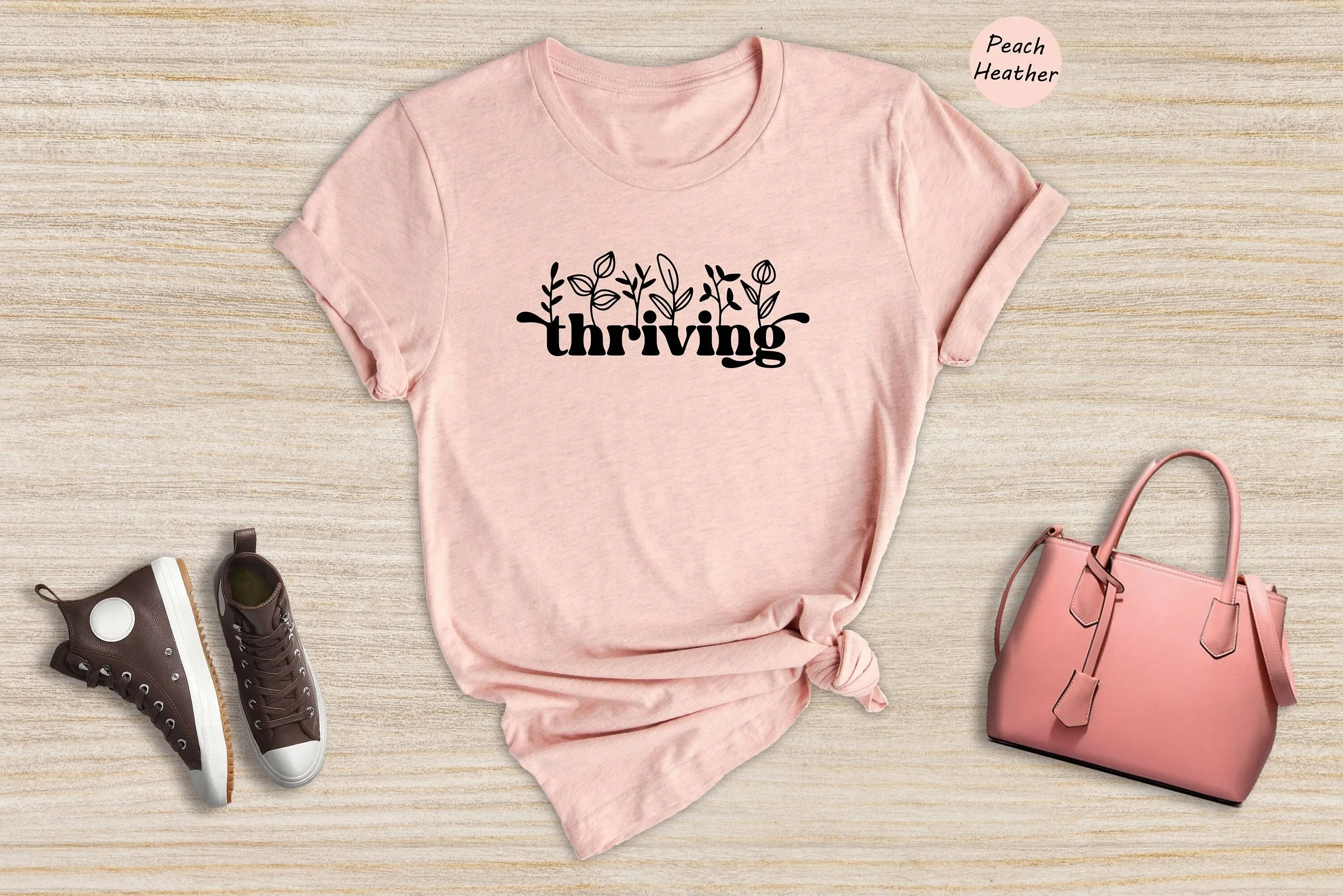 T-shirt inspirant et motivant avec citation positive, affirmation de santé mentale, motif floral