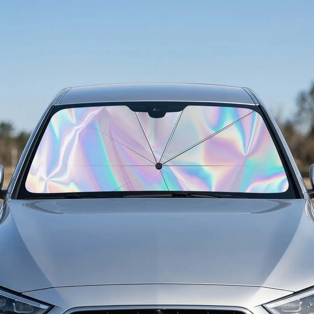 

Sunscreen Curtain Retractable Car Sun Shade Foldable UV Reflective Windshield Sunshade 1pc Laser Sun Protector Auto Protection