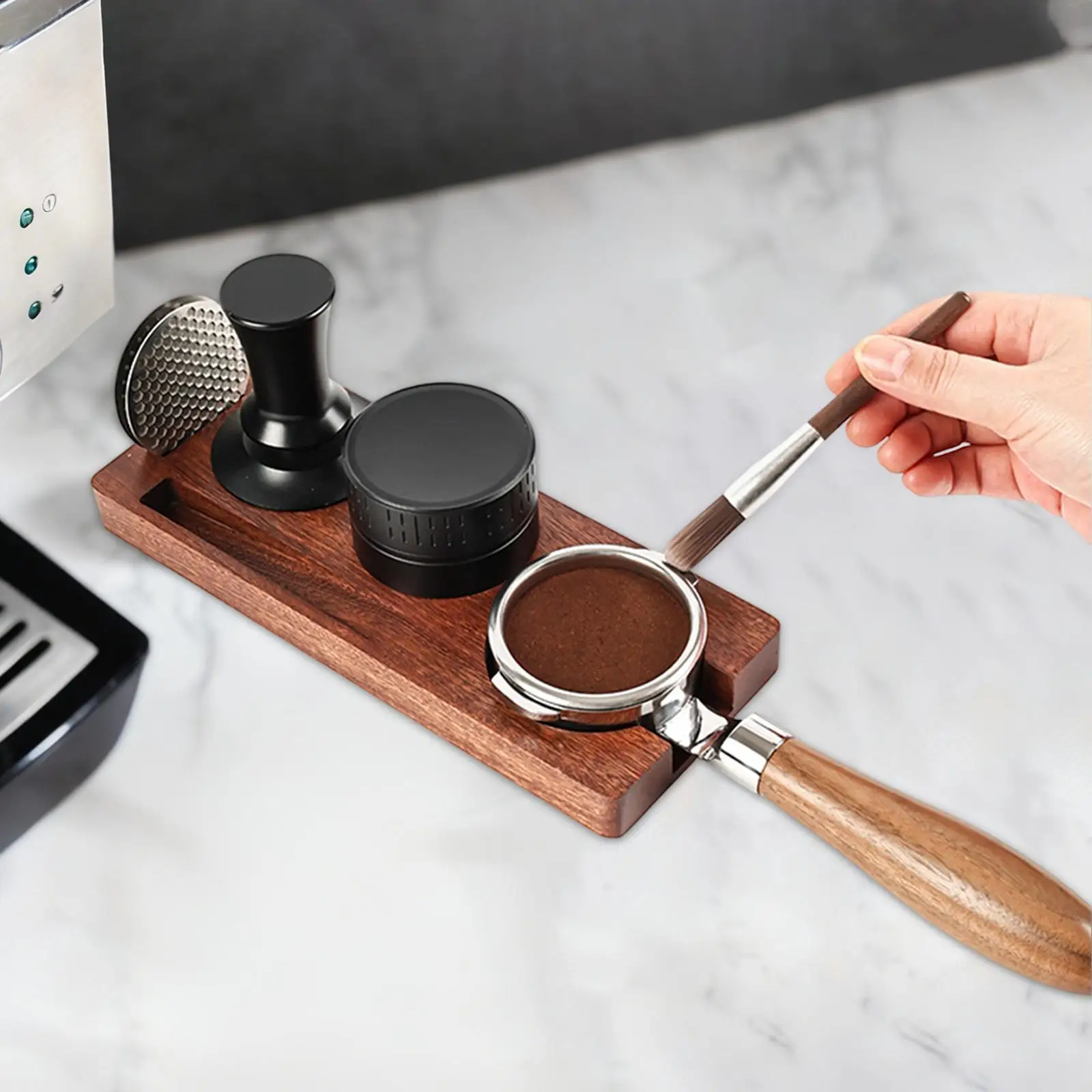 Universal Coffee Stand Premium Wooden Base Tamper Holder Scratch Resistant Espresso Accessory for Home Coffee Machine Corner