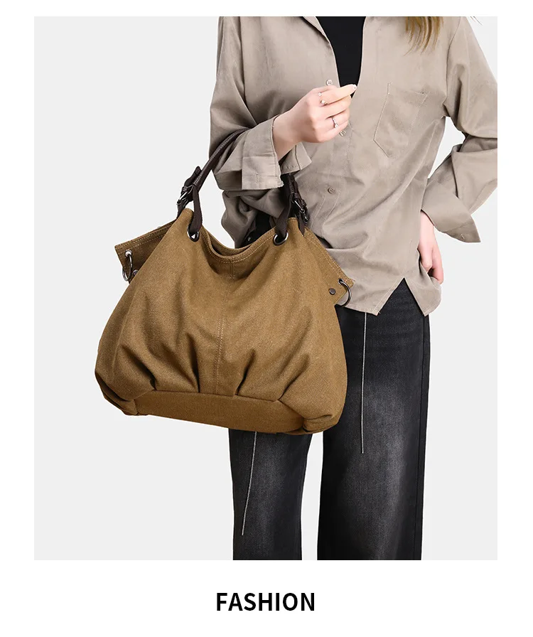 Fashion Women's Tote Bag Large Capacity Canvas Women Shoulder bag Versatile Casual Crossbody Bags Ruched Female Handbag сумка 가방