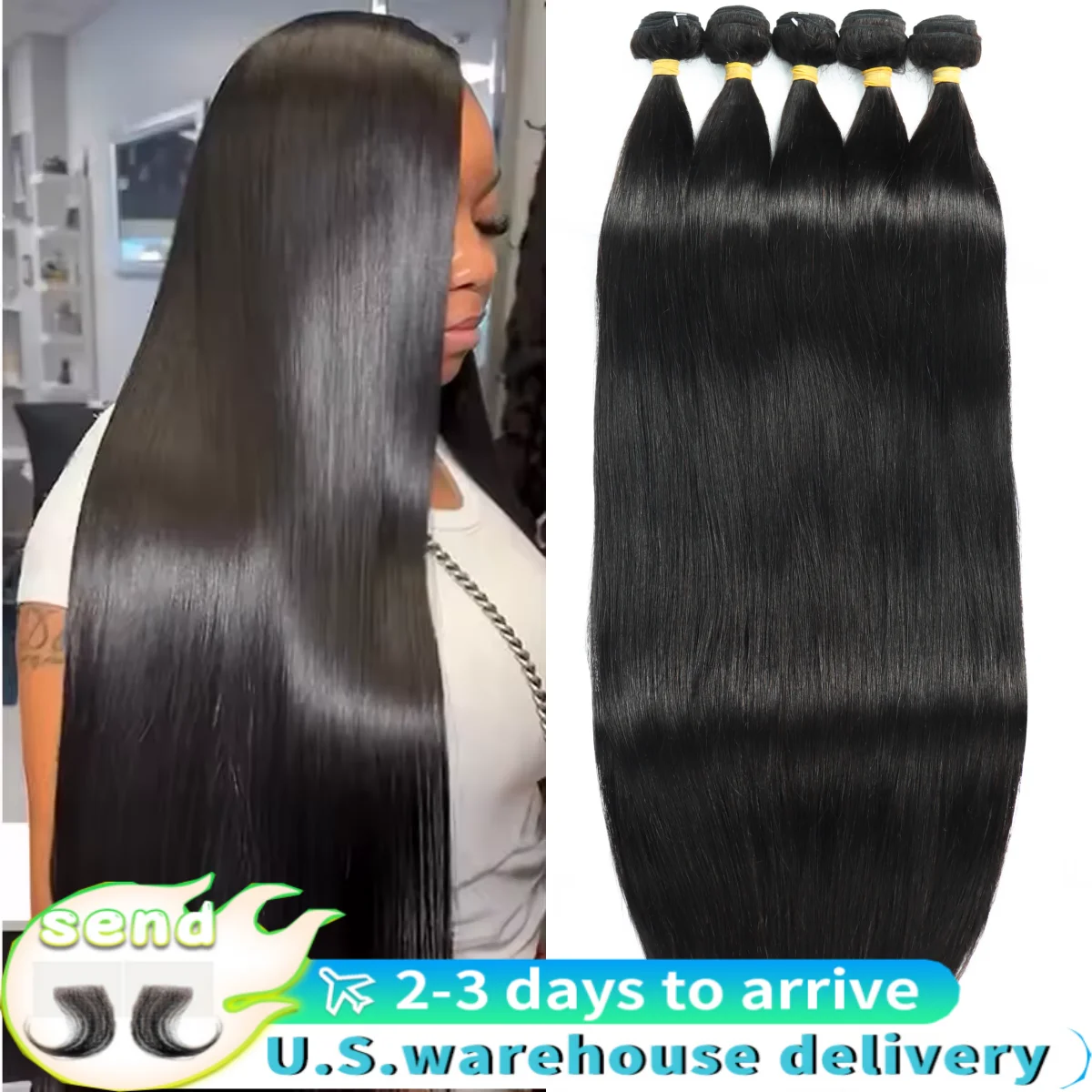 

Бразильские 30-дюймовые необработанные девственные необработанные 100% человеческие волосы для наращивания, прямые кости 1, 3, 4 пучка, двойные для женщин