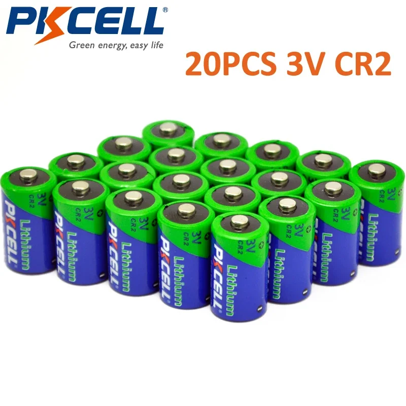 

20PCS PKCELL 850MAH 3V CR2 Photo Battery CR 15270 CR 15266 Lithium Non-rechargeable Batteries for Camera