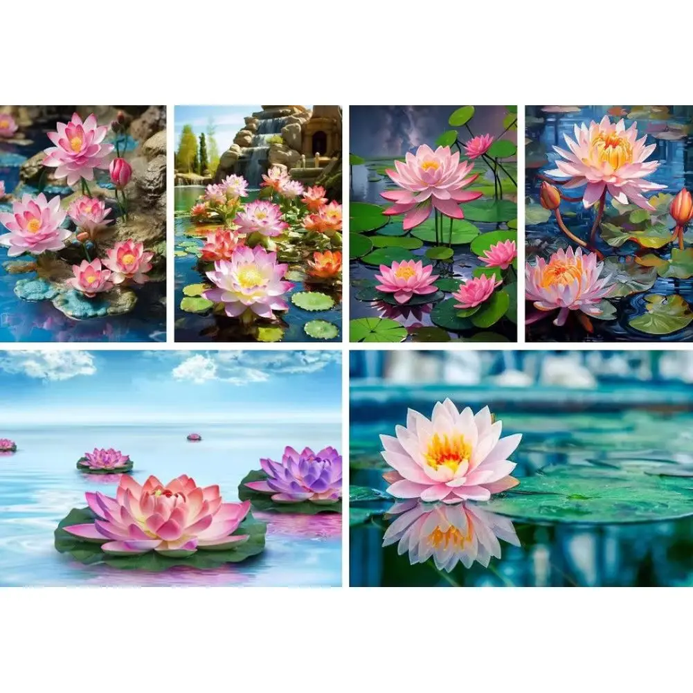 Full Square/Round Drill Diy Diamond Painting Serene Water Lily Pond Art Diamond Embroidery Rhinestone Mosaic Artwork