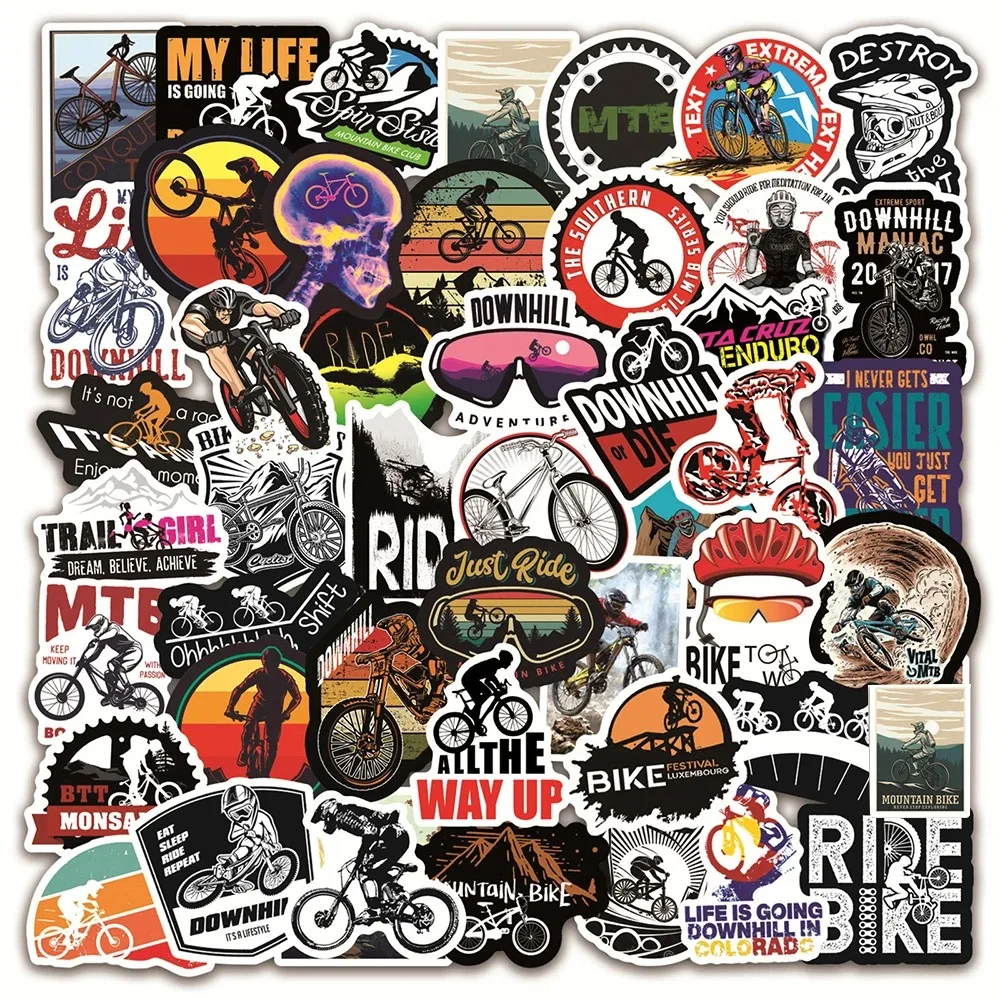 10/30/50/100pcs Mountain Bike Stickers Waterproof Outdoor MTB Bicycle Decal Vinyl For DIY Laptop PC Skateboard Luggage Pegatinas