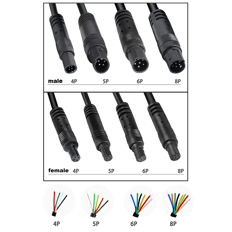 4pin 5pin 6pin Male to Female Cord Car Vehicle DVR Camera Extension connector Cables HD Monitor Rear View Camera Wire